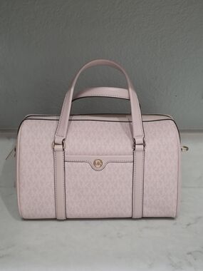 Michael Kors Travel Medium Satchel Shoulder Crossbody Duffle Bag MK Pink NWT